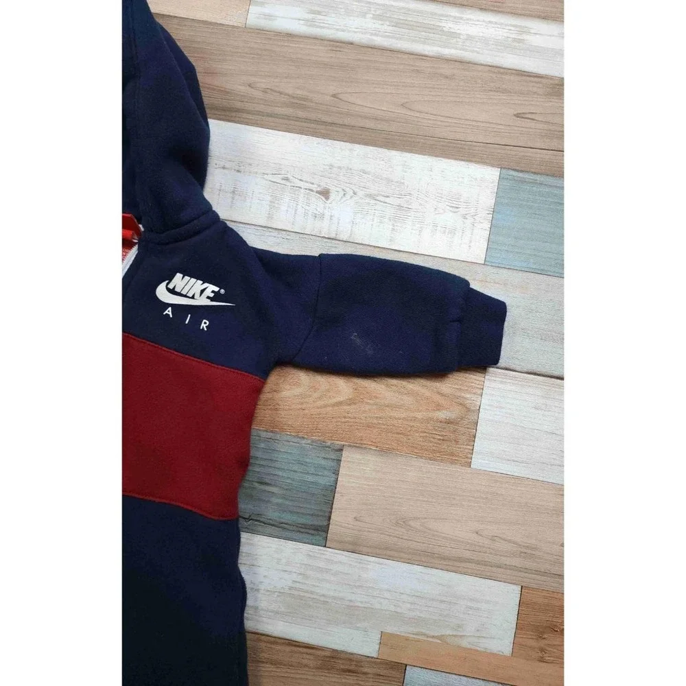 Nike Air Gym Red Hooded Zipper Color-Block Logo Bodysuit‎ Infant 3/6M